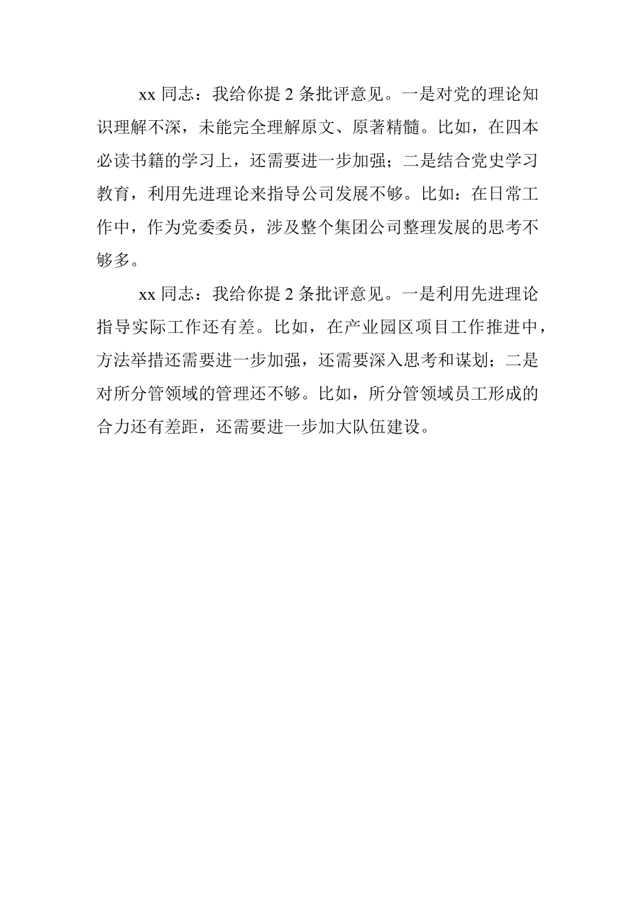 xx同志对班子其他成员批评意见清单.docx_第2页