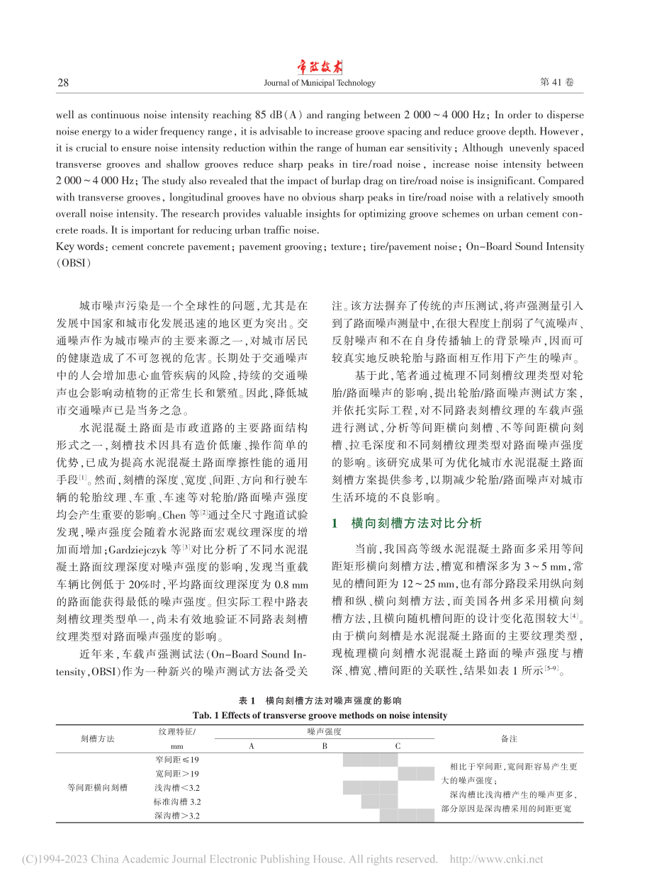 不同刻槽纹理的水泥混凝土路面行车噪声特性分析_徐峻.pdf_第2页