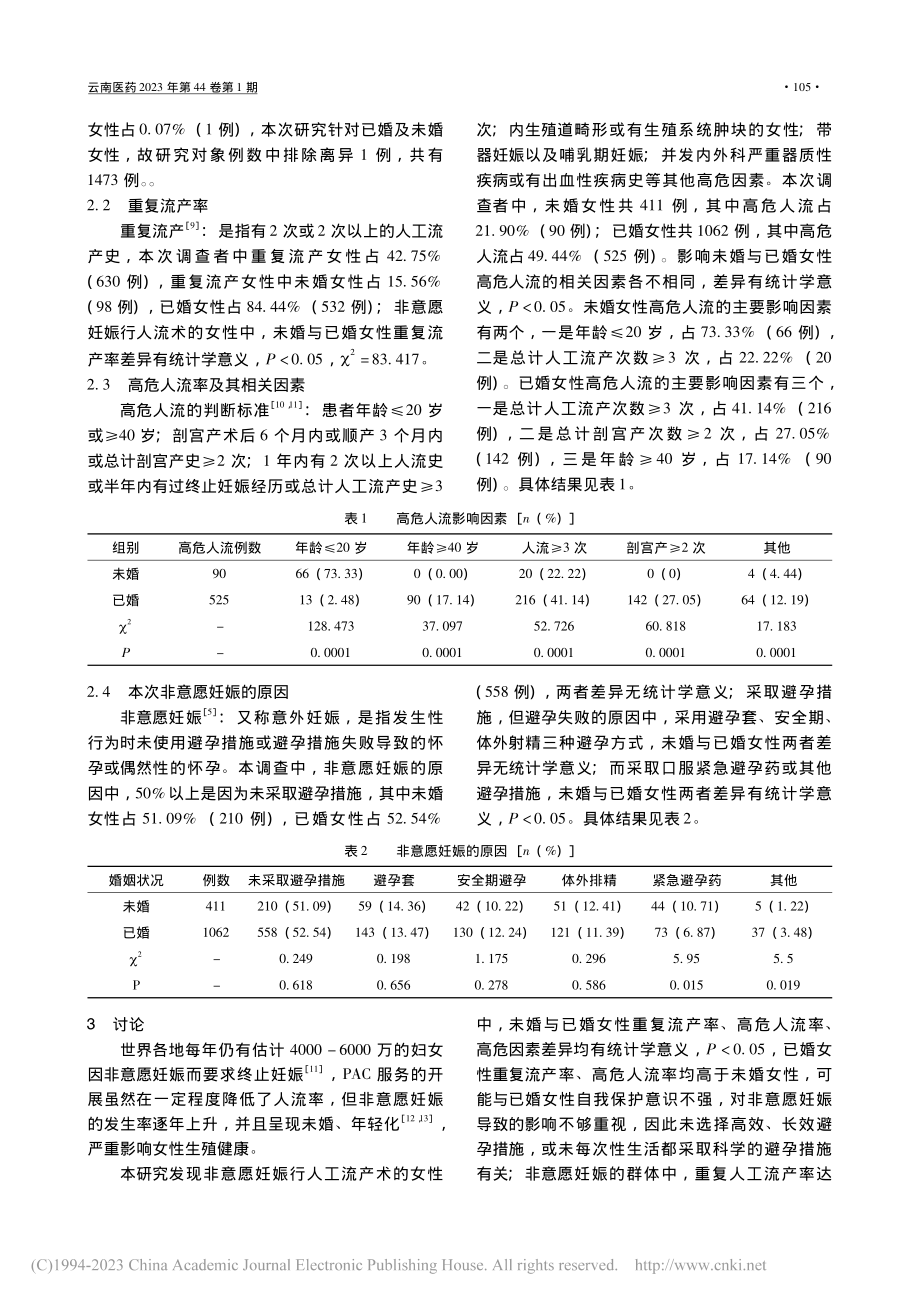 非意愿妊娠行人工流产术的现状及相关因素调查分析_马娜.pdf_第2页