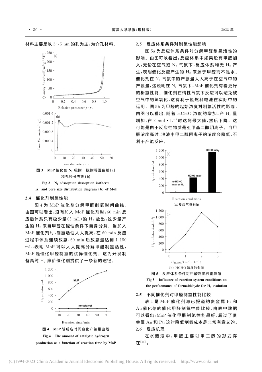 非贵金属磷化钼催化甲醛制氢_石正兴.pdf_第3页