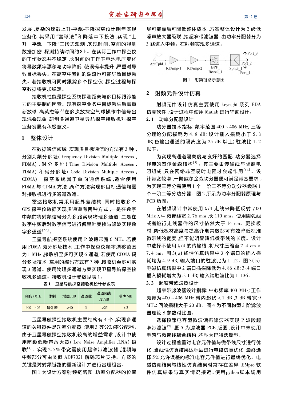 多通道卫星导航探空接收机射频前端的设计与仿真_刘子锐.pdf_第2页