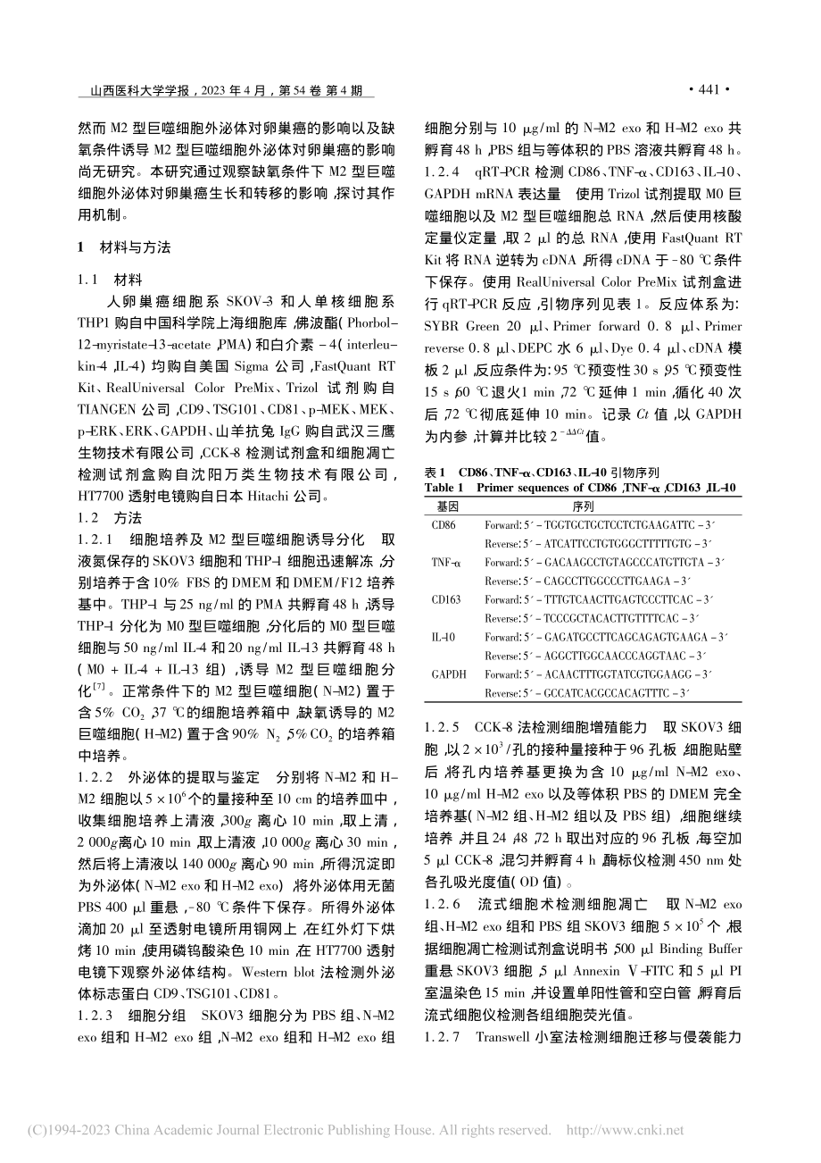 低氧条件下M2型巨噬细胞外...恶性生物学行为的影响及机制_苏英.pdf_第2页