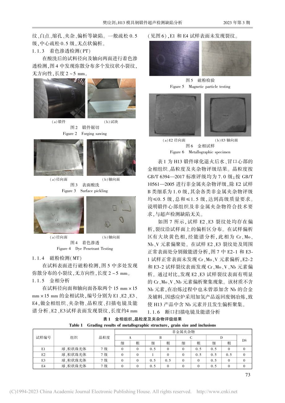 H13模具钢锻件超声检测缺陷分析_樊应剑.pdf_第2页