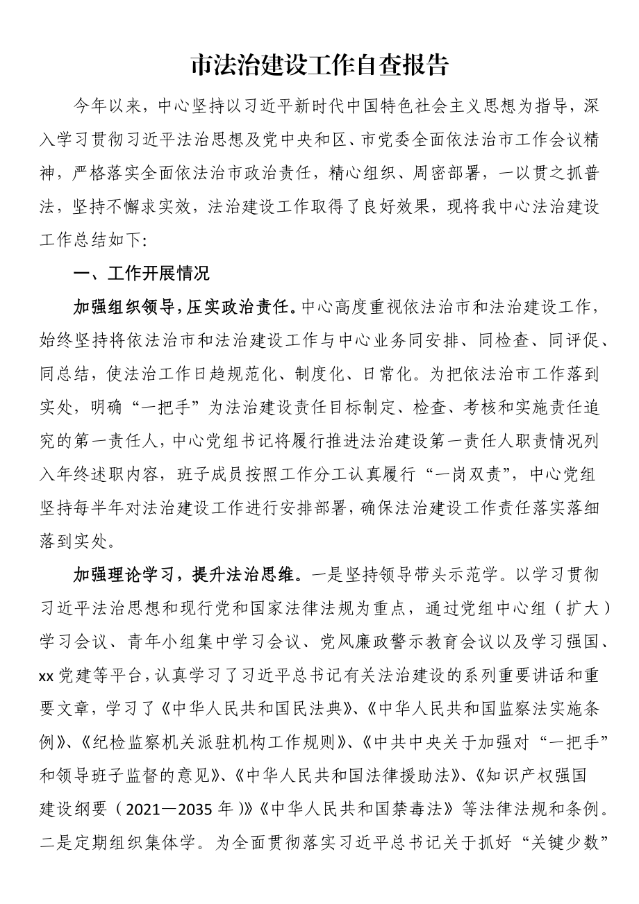 市法治建设工作自查报告 (2).docx_第1页