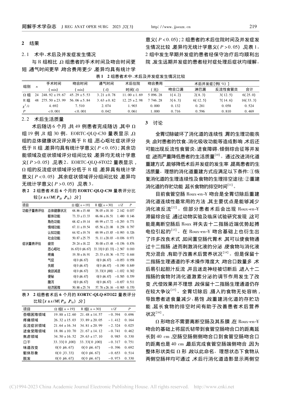 Ω形吻合在腹腔镜全胃切除术中的应用_李伟祥.pdf_第3页