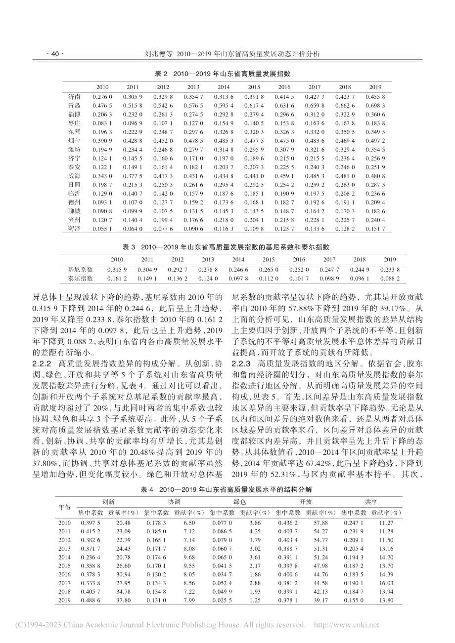 2010—2019年山东省高质量发展动态评价分析_刘兆德.pdf_第3页