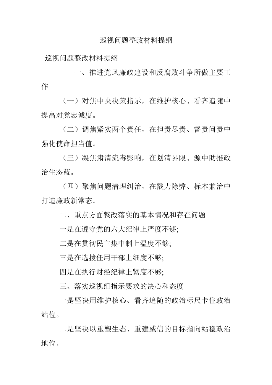 巡视问题整改材料提纲.docx_第1页