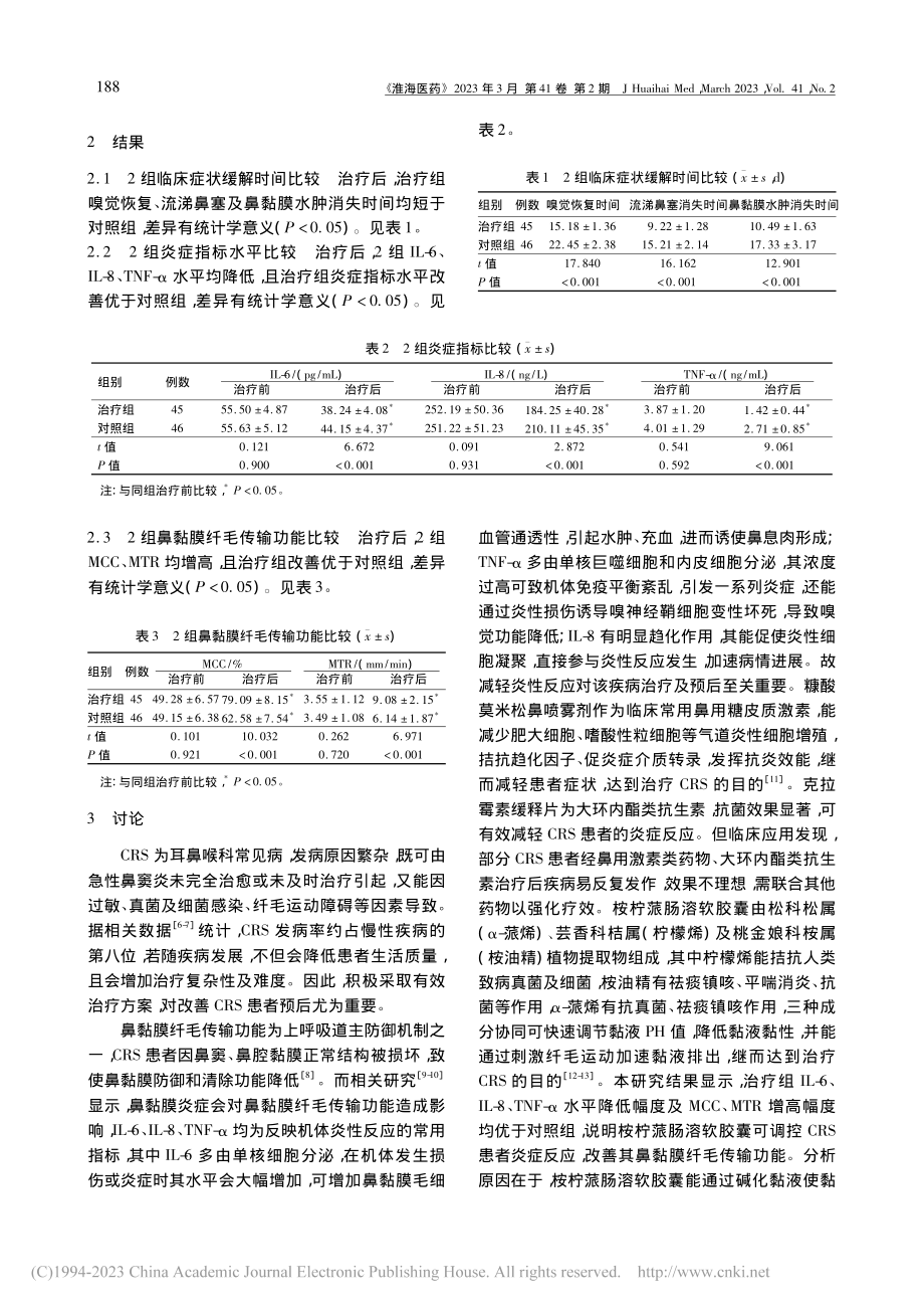 桉柠蒎肠溶软胶囊治疗慢性鼻窦炎患者的疗效分析_彭永华.pdf_第2页