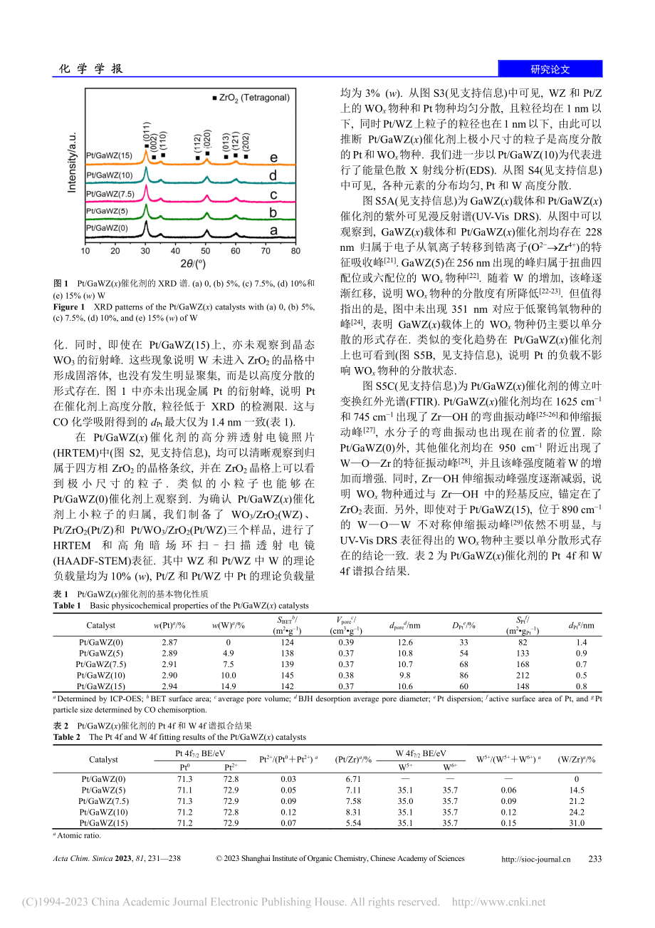 W量对Pt_GaWZrO_...构及甘油选择氢解性能的影响_姜兰.pdf_第3页