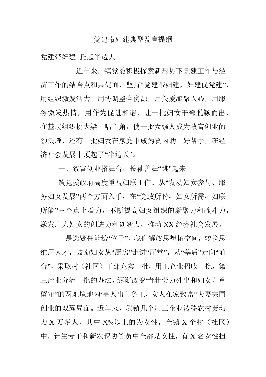 党建带妇建典型发言提纲.docx_第1页