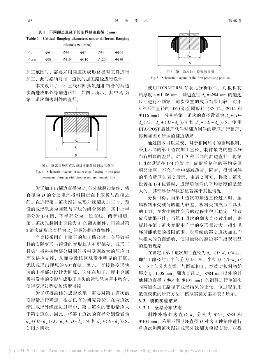 1060铝板两道次渐进成形外缘翻边路径优化_刘金杰.pdf_第3页