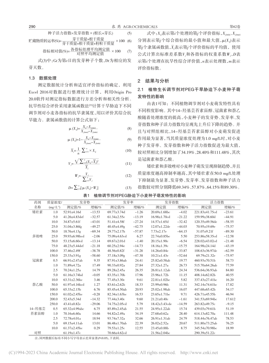 PEG干旱胁迫下植物生长调...小麦萌发期性状指标的相关性_梁晶.pdf_第3页