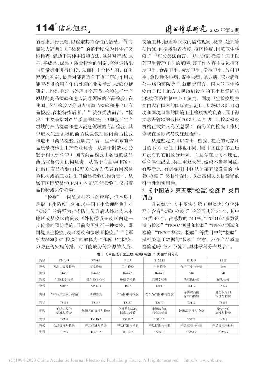 《中国图书馆分类法》第五版...检验(检疫)”相关类目探讨_蒋鸿标.pdf_第2页