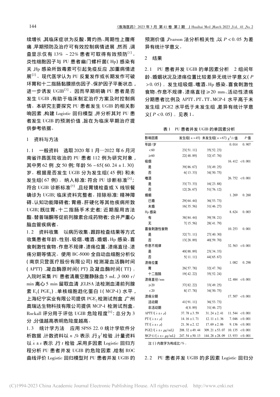 112例消化性溃疡患者上消...ogistic回归模型构建_王伟伟.pdf_第2页