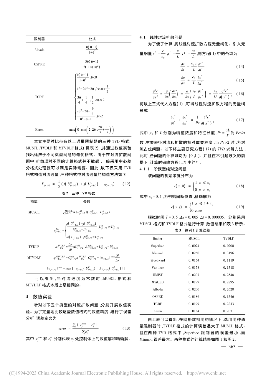 TVD格式求解对流扩散方程的最优限制器研究_戚园春.pdf_第3页