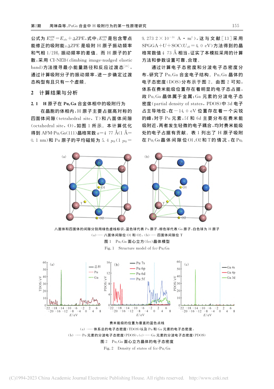 PuGa合金中H吸附行为的第一性原理研究_周琳森.pdf_第3页