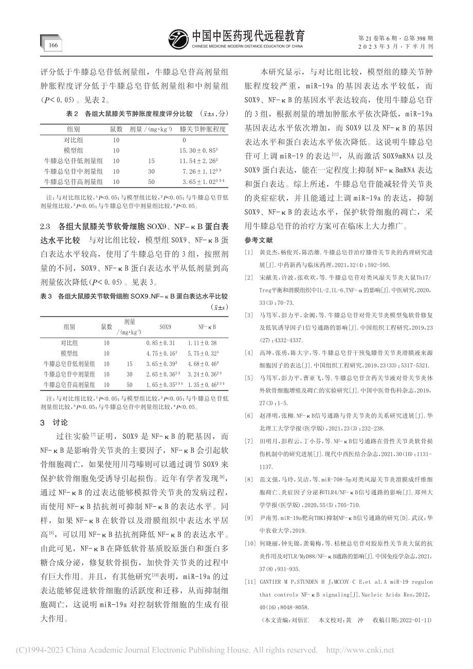 基于NF-κB信号通路探讨...骨性关节炎滑膜炎症效果机制_任立桐.pdf_第3页