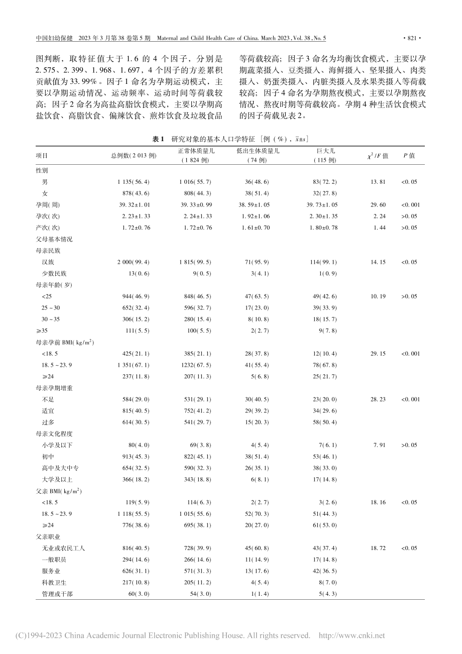 基于结构方程模型分析孕期生...足月新生儿出生体质量的影响_曾文娟.pdf_第3页