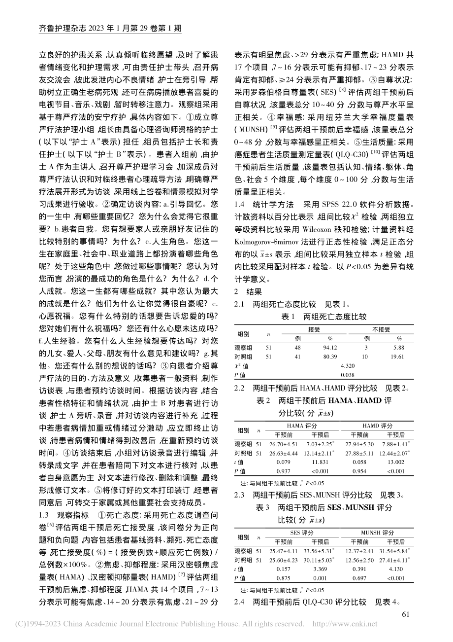 基于尊严疗法的安宁疗护在肺癌晚期患者中的应用_徐小萍.pdf_第2页