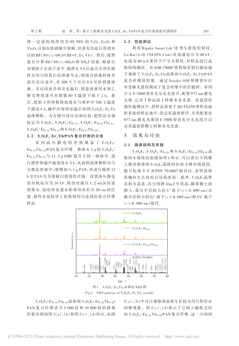 基于上转换发光的Y_7O_...PAN复合纤维温度传感特性_赵昕.pdf_第3页