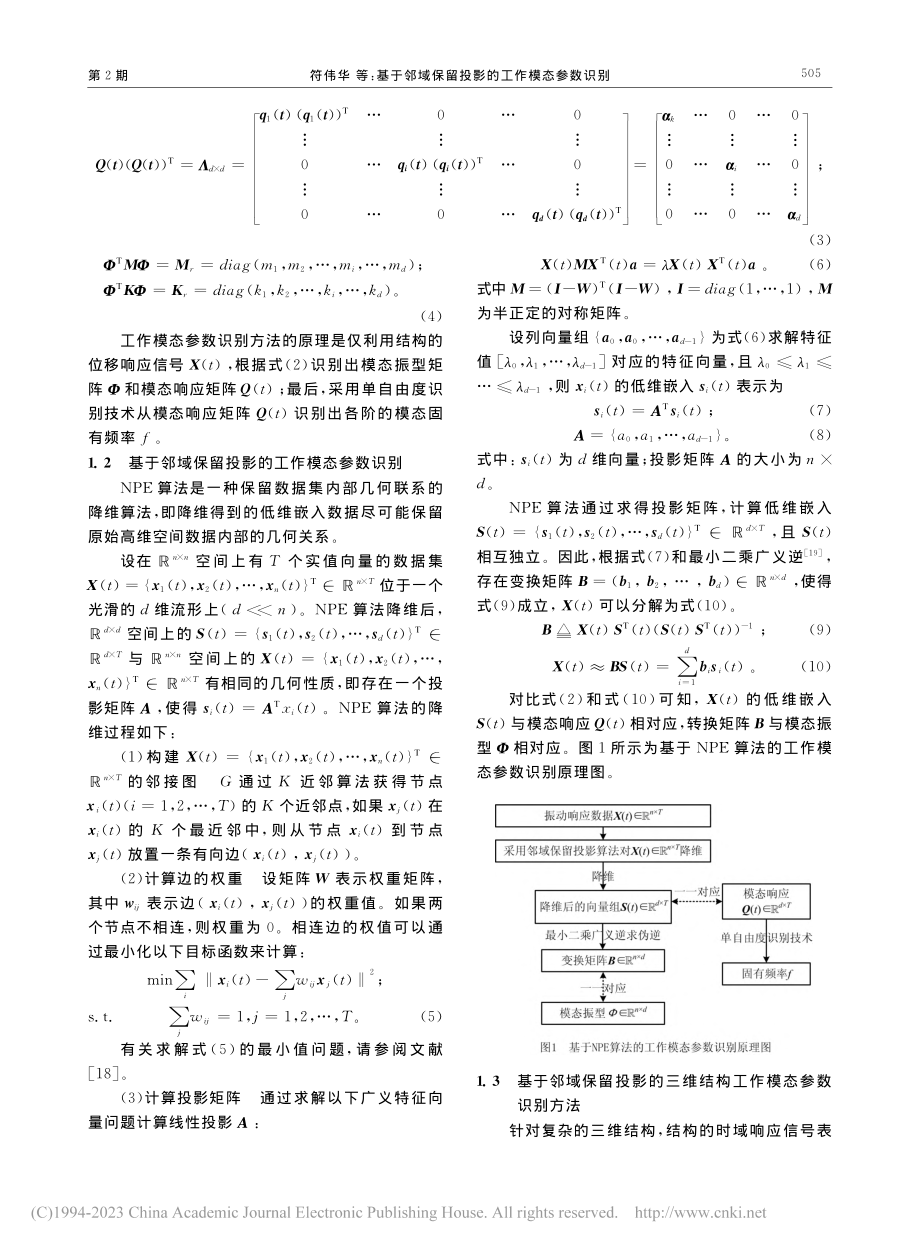 基于邻域保留投影的工作模态参数识别_符伟华.pdf_第3页