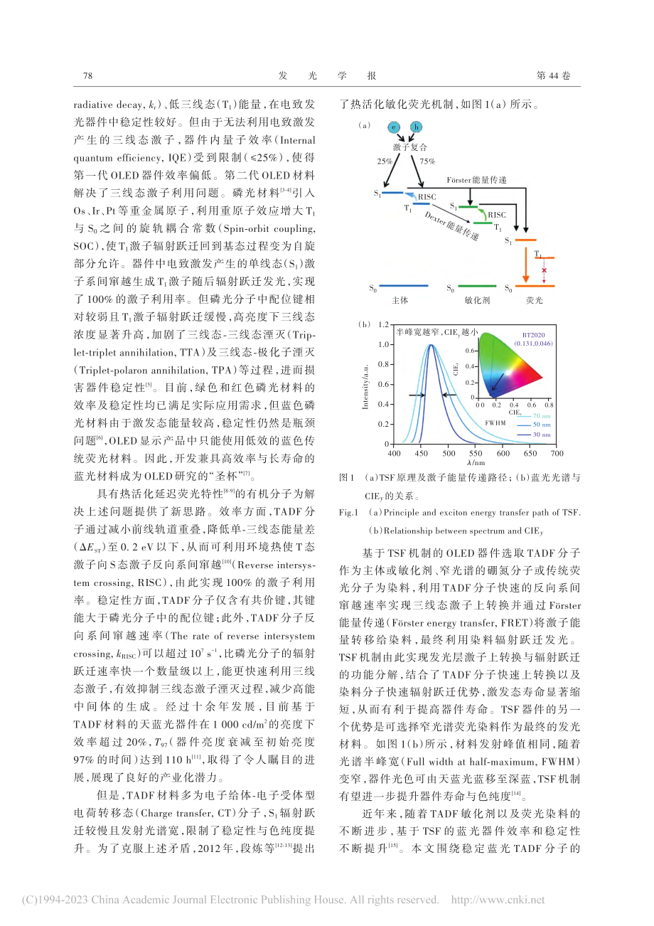 基于热活化敏化荧光的蓝光材料与器件研究进展_王琪.pdf_第2页