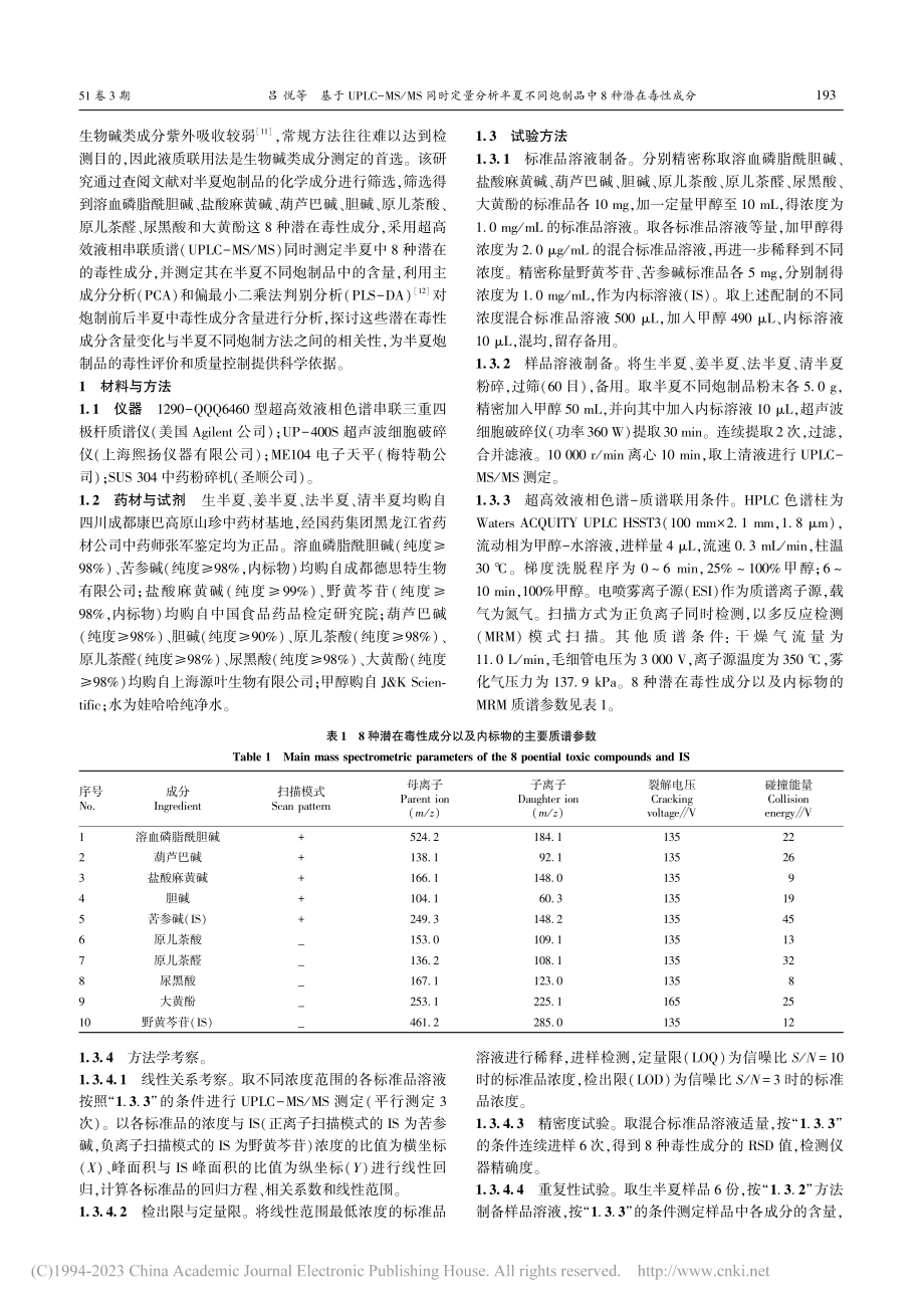 基于UPLC-MS_MS同...同炮制品中8种潜在毒性成分_吕悦.pdf_第2页