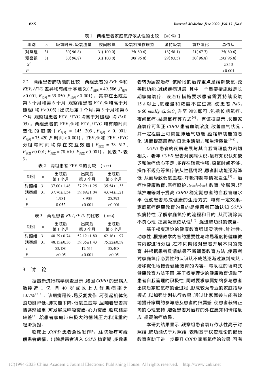 基于权变理论的健康教育对慢...庭氧疗依从性和肺功能的影响_曾月娇.pdf_第3页