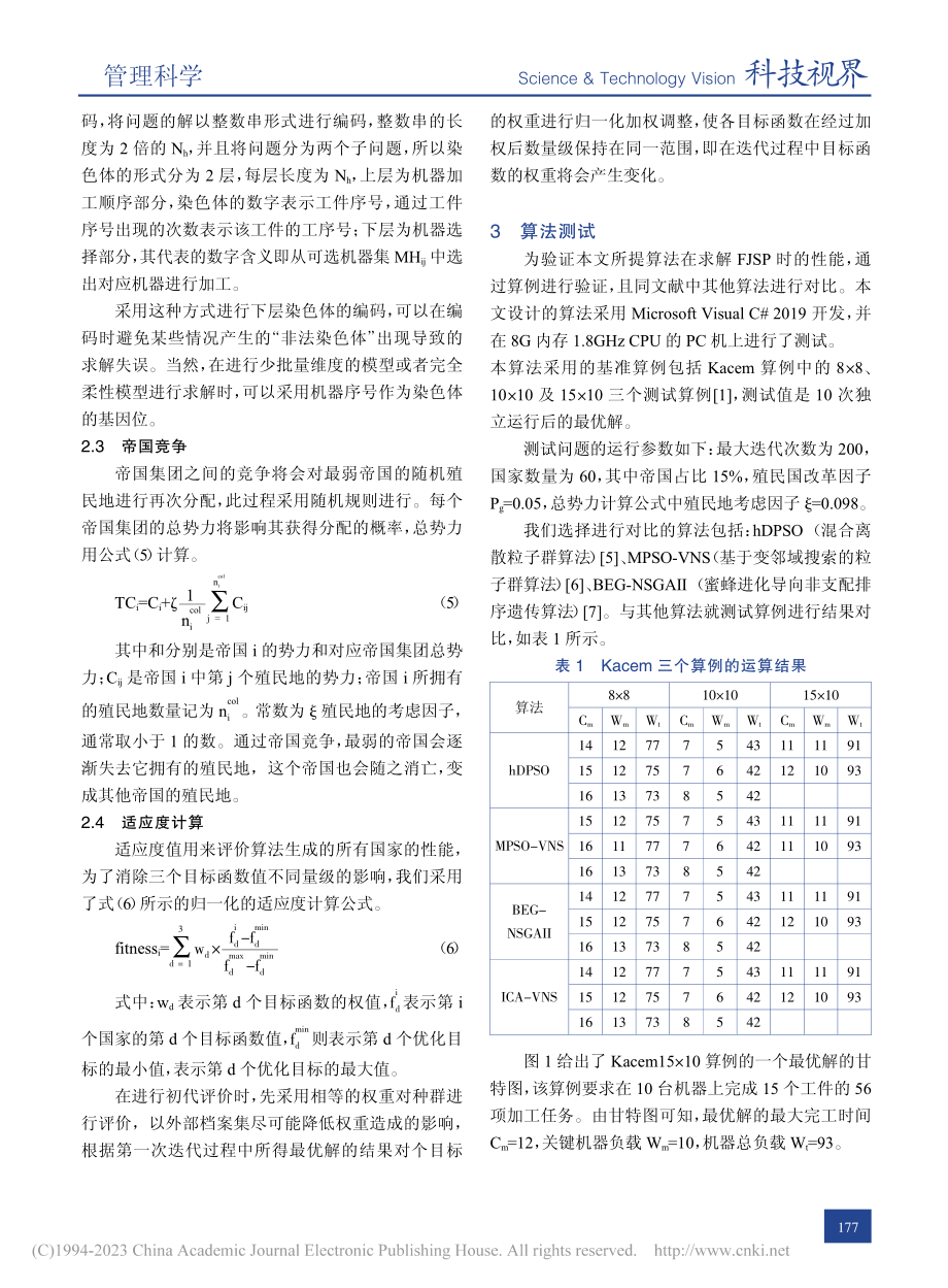 基于混合帝国竞争算法求解柔性作业车间调度_王雨洋.pdf_第3页