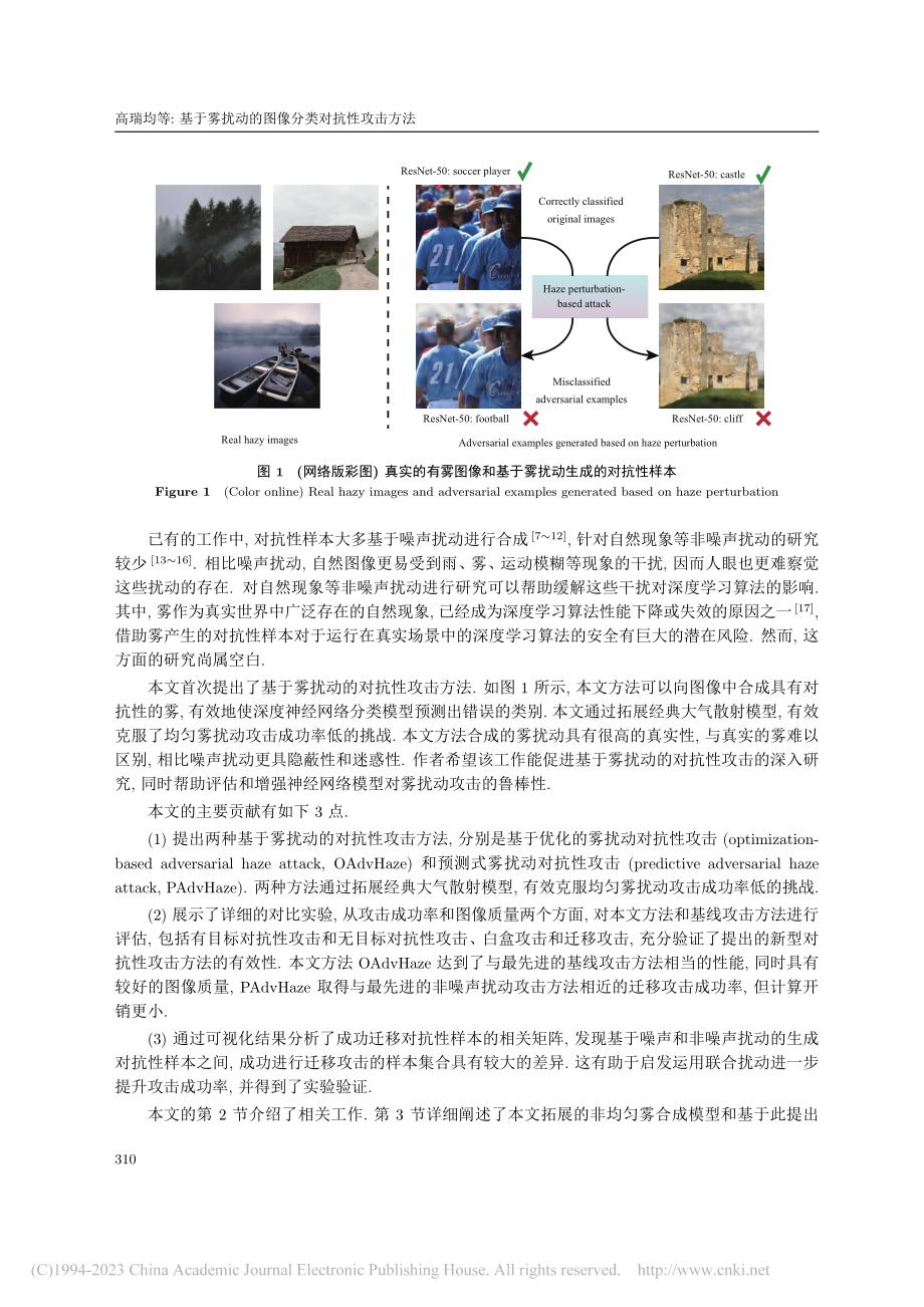 基于雾扰动的图像分类对抗性攻击方法_高瑞均.pdf_第2页