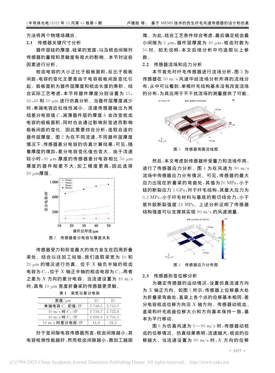 基于MEMS技术的仿生纤毛风速传感器的设计和仿真_卢建勋.pdf_第3页