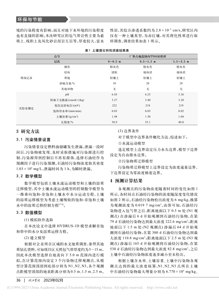 基于HYDRUS-1D模型...烃污染物在土壤中的运移规律_董姝娟.pdf_第2页