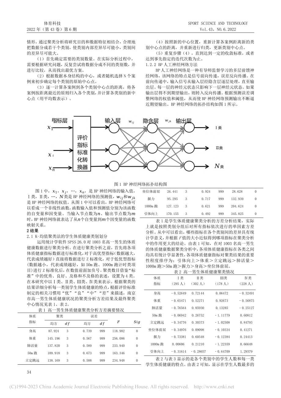 基于聚类分析和BP人工神经...生体质健康综合评价模型研究_赵喜迎.pdf_第2页