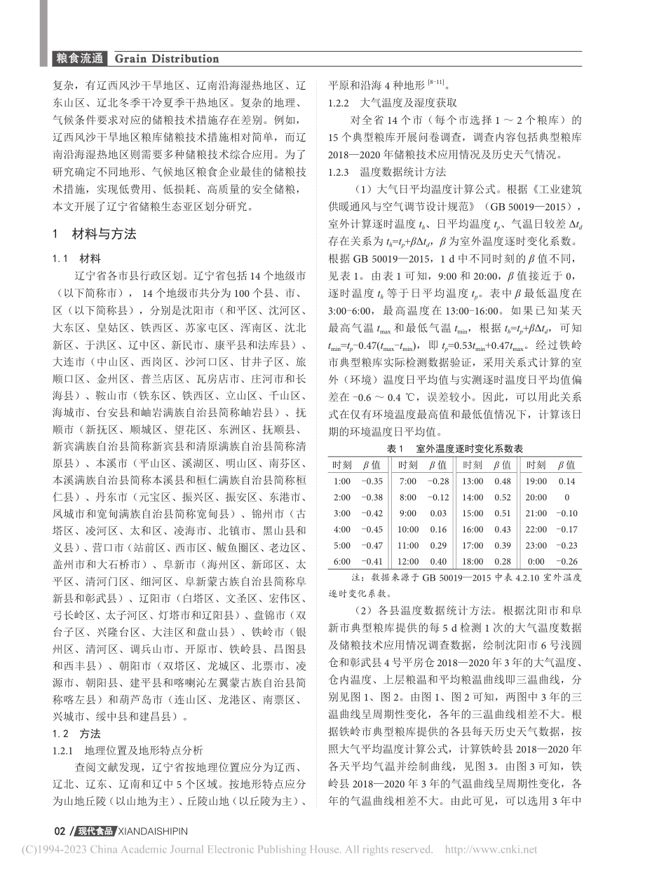 基于地理地形及县域温度的辽宁省储粮生态亚区划分研究_刘长生.pdf_第2页