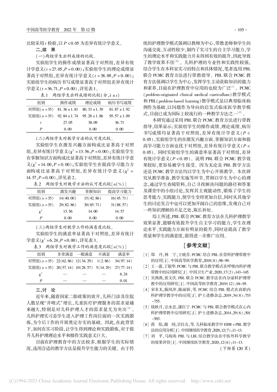 基于PBL联合PCMC方法的儿科护理教学效果观察_宋丽娜.pdf_第2页