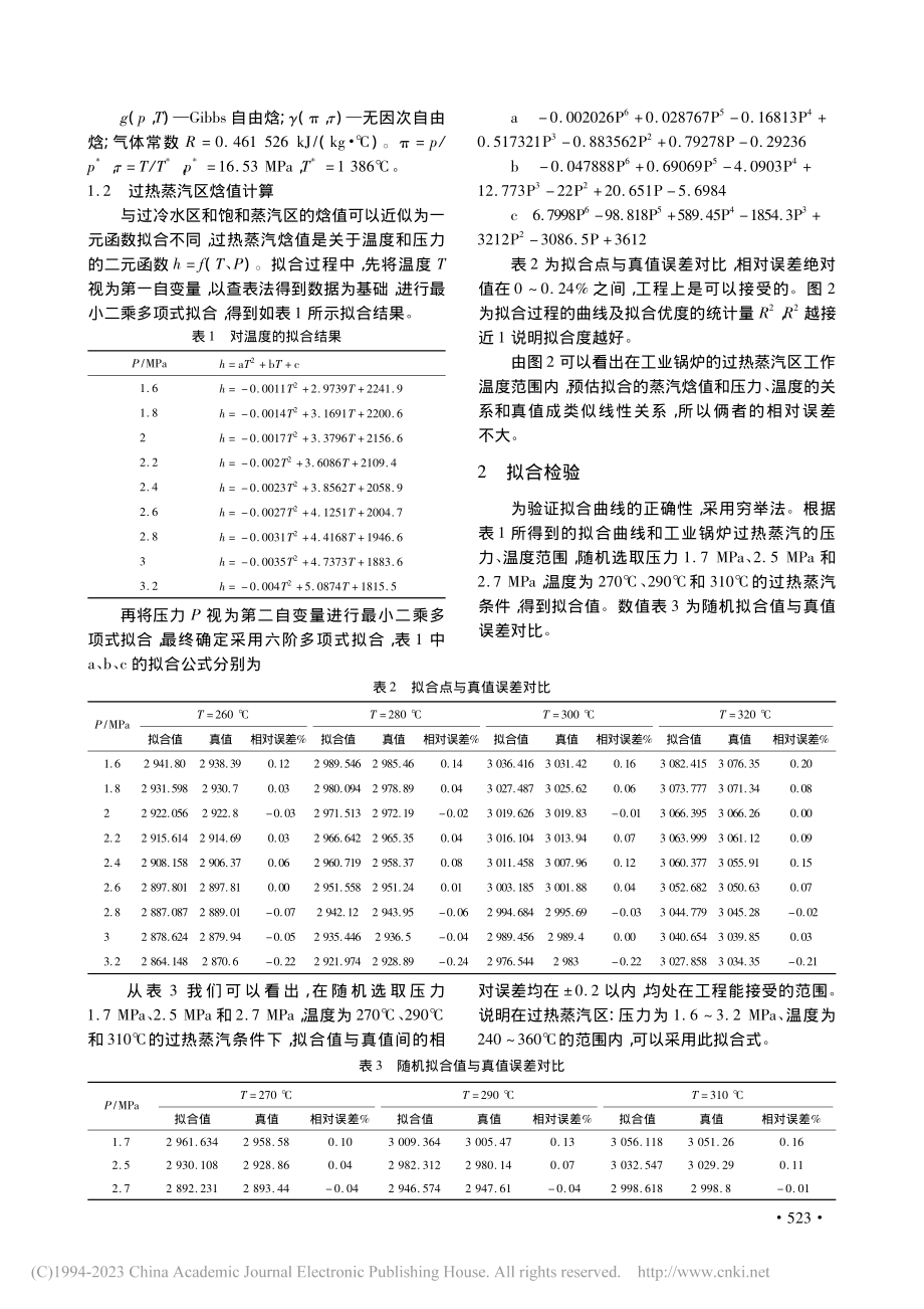 基于二元函数最小二乘法的工业锅炉过热蒸汽焓值在线计算_陈志刚.pdf_第3页