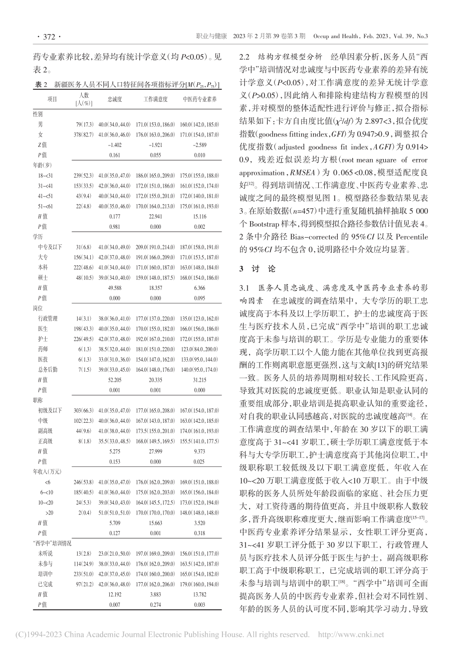 基于结构方程模型的医务人员忠诚度影响因素分析_肖淑雅.pdf_第3页