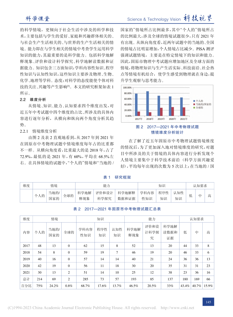 基于PISA2018科学素...固原市中考物理试题分析研究_周倩.pdf_第2页