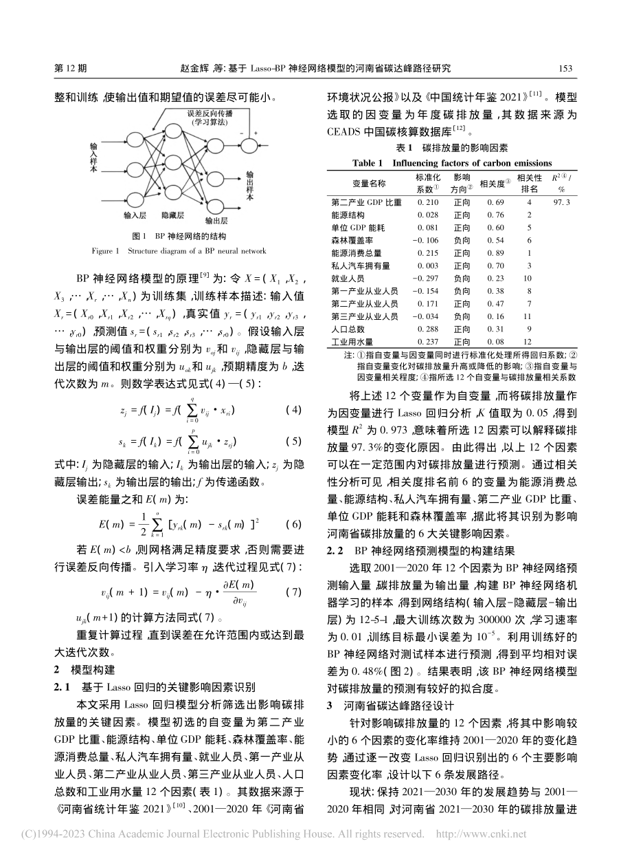 基于Lasso-BP神经网...模型的河南省碳达峰路径研究_赵金辉.pdf_第3页