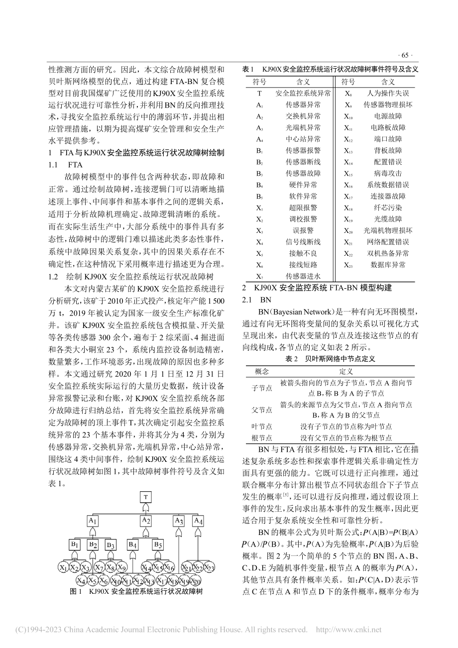 基于FTA-BN的矿井安全监控系统运行可靠性分析_谢尊贤.pdf_第2页