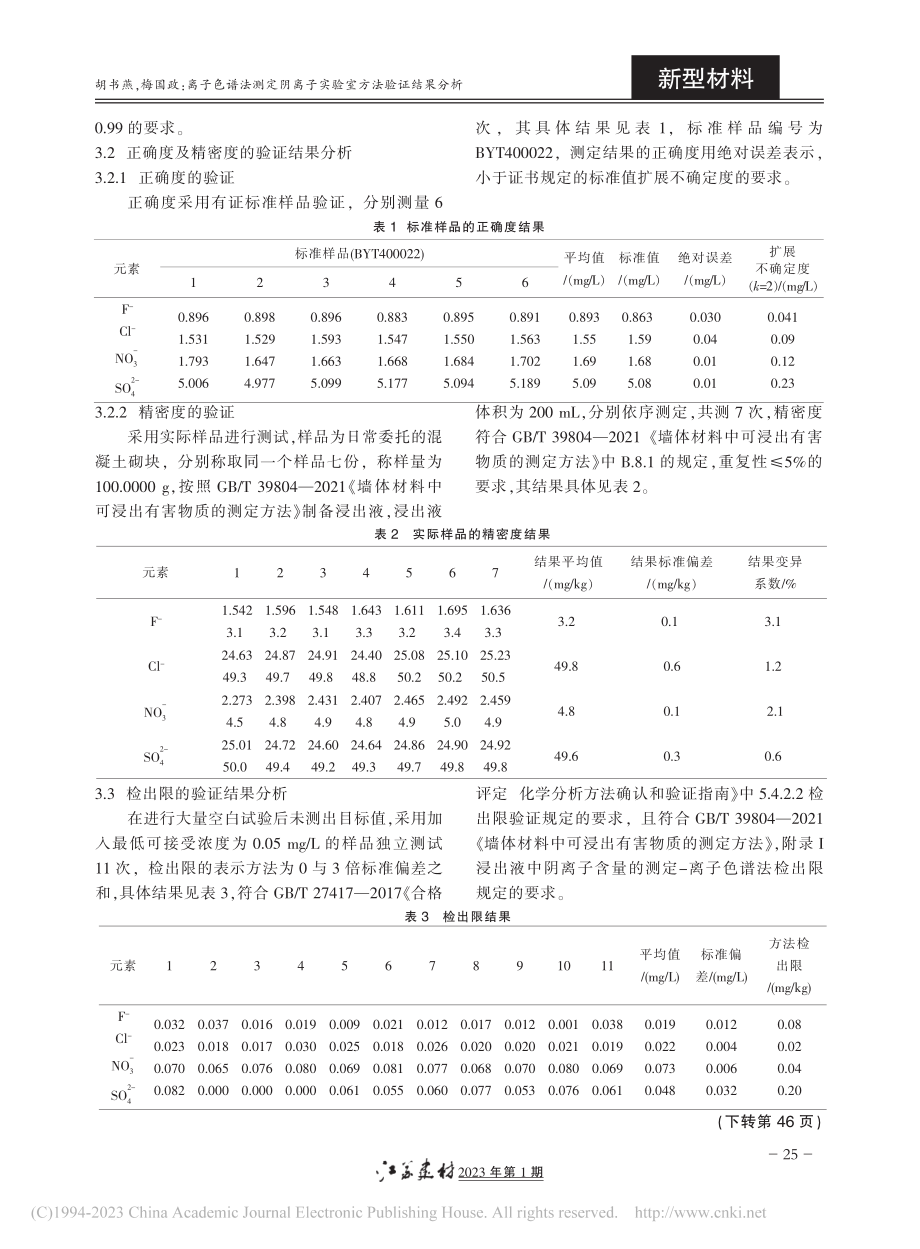 离子色谱法测定阴离子实验室方法验证结果分析_胡书燕.pdf_第2页