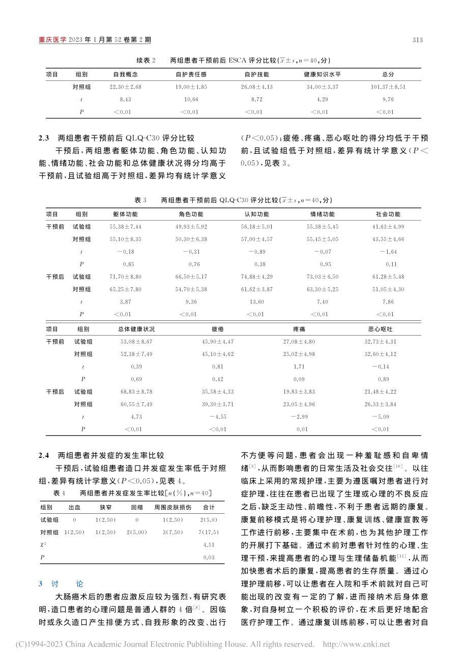 康复前移模式对大肠癌行造口...我护理能力及生存质量的影响_徐文博.pdf_第3页