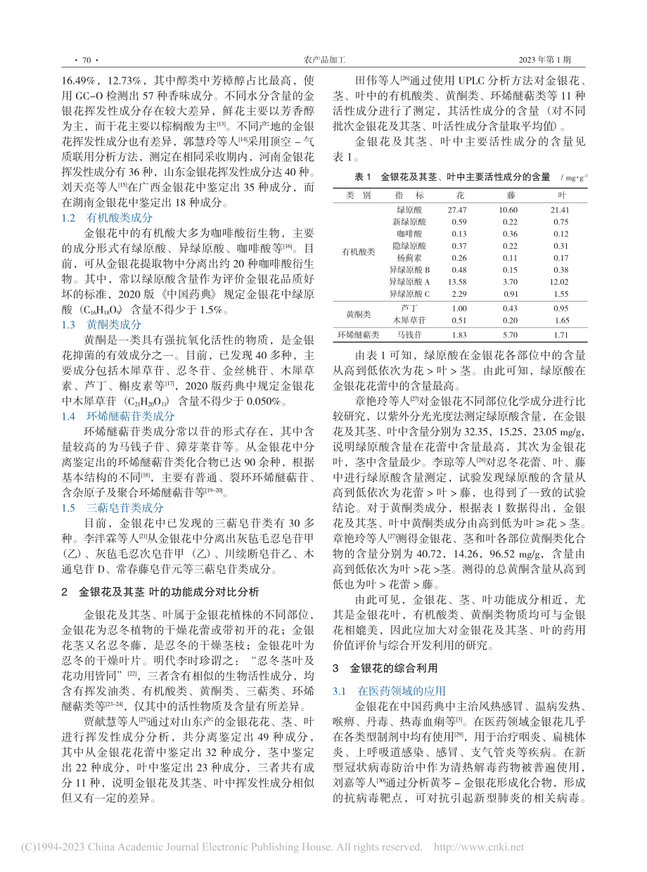 金银花及其茎叶中功能成分分析与综合利用研究进展_刘雪平.pdf_第2页