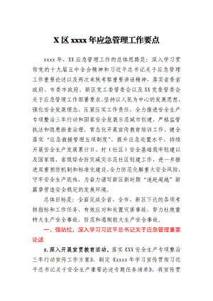 X区2021年应急管理工作要点.docx