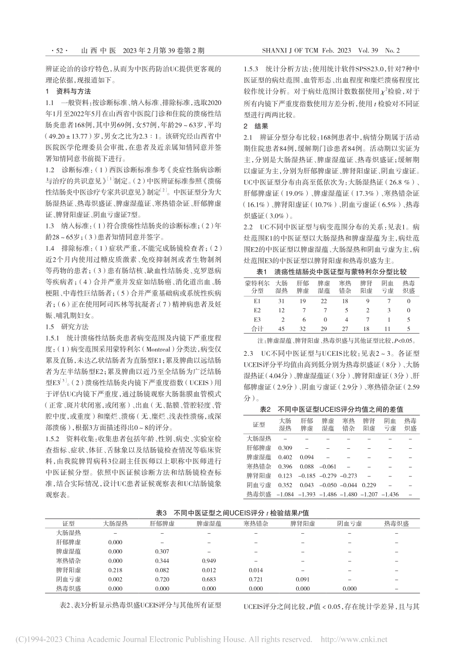 溃疡性结肠炎中医证型与结肠镜象结果分析研究_胡江涛.pdf_第2页