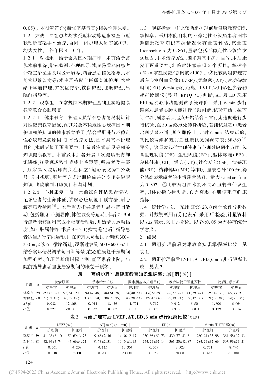 健康教育联合心脏康复在不稳定性心绞痛患者中的应用_孙萍.pdf_第2页