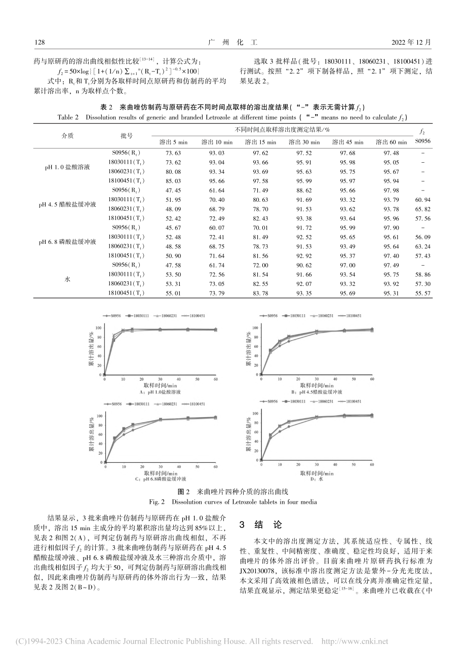 来曲唑片仿制药与原研药溶出一致性评价研究_严家文.pdf_第3页