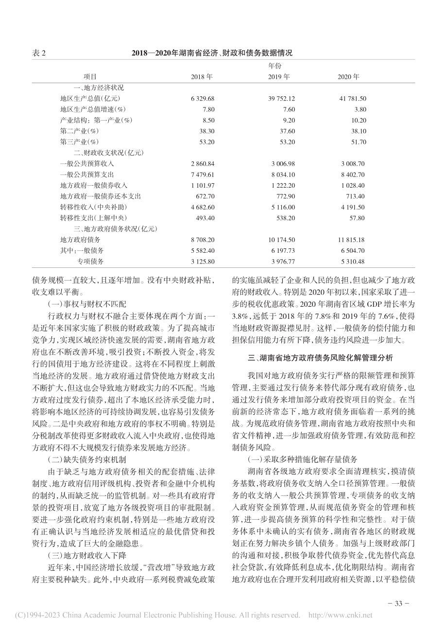 经济新常态背景下湖南省地方政府债务及其风险基本现状_洪娟.pdf_第2页