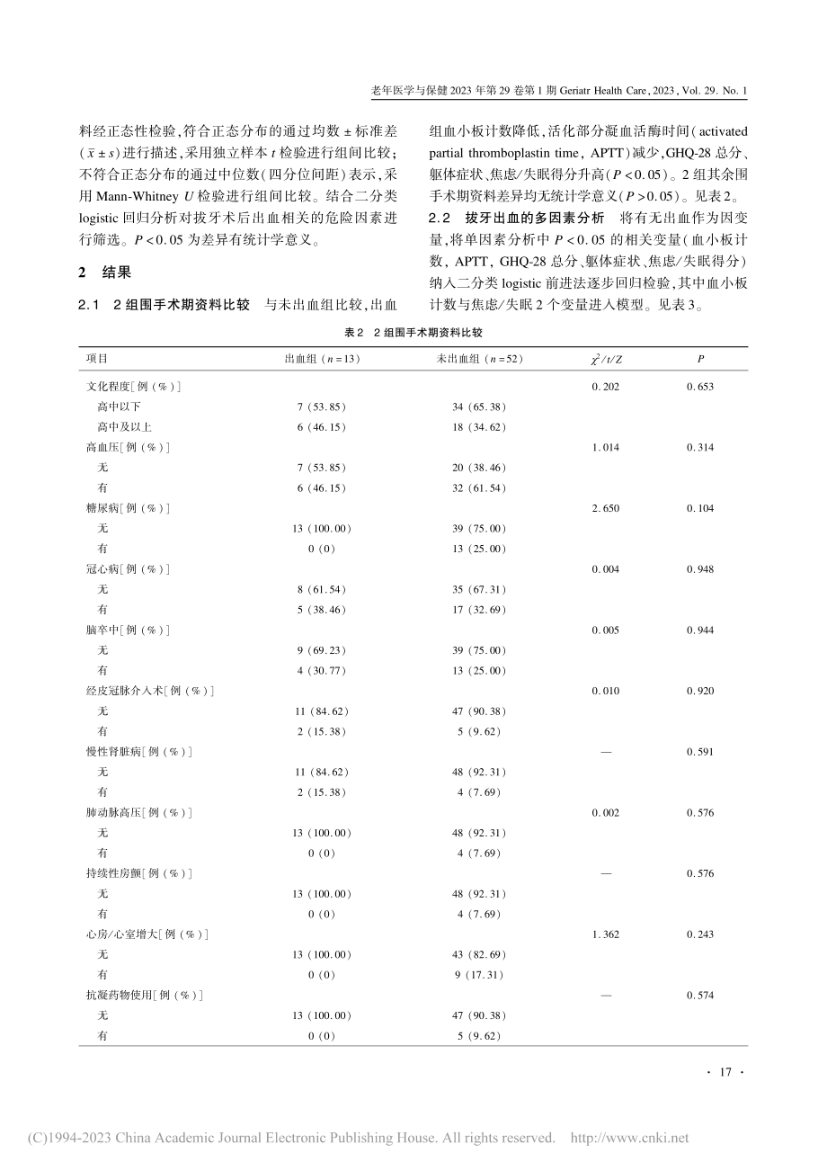 老年心血管疾病患者拔牙术后出血的相关因素分析_刘桐.pdf_第3页