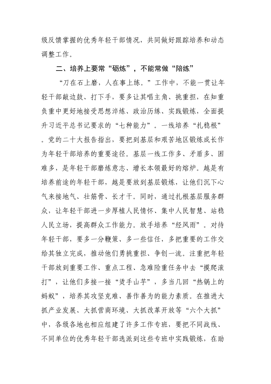 二十大心得体会：常态化培养选拔年轻干部应做到四常与四不常.docx_第3页